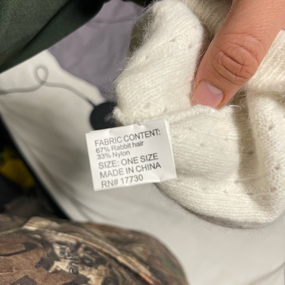 Rabbit Fur White Cozy White Knit Beanie - Picture 3 of 3